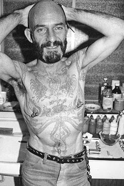Alan Oversby (Mr. Sebastian) in his studio at Leather Unlimited, one of the photso I (Jim Ward) took for his interview in PFIQ.
