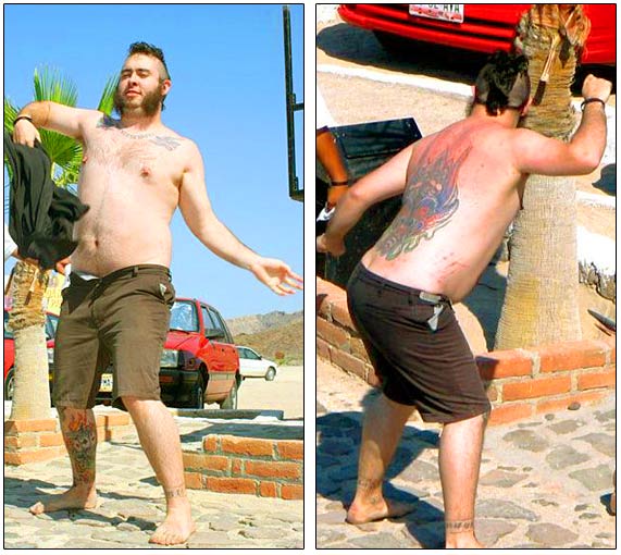 Brian dancing on the beach.